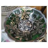 Green w/ Silver Overlay Bowl