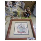 Norman Rockwell Print and 2 Figurines