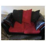 Microfiber & Leather-like Loveseat Red/Black