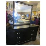 Black 6 Drawer Dresser & Mirror