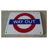 Way Out / Porcelain / Enamalled Sign