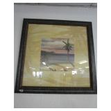 Beach Palm Tree Scene Framed Picture 28"x28"