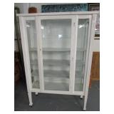 Antique Glass Door Cabinet. Adjustable Shelves