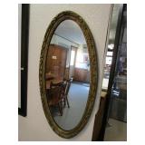 Gold Framed Oval Mirror 36.5"x18.5"