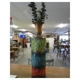 Metal Vase with Flowers / Home Decor