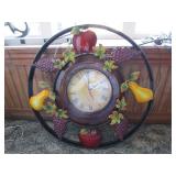 Large wall clock with fruit design edge