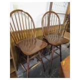 Very Nice Set of Swivel Wood Bar Stools