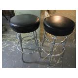 Nice Pair of Black and Chrome Swivel Bar Stools /