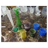Lot of Colored Glassware / Candle holders /