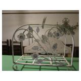 Ornate Metal Magazine Rack / Flowers