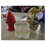 3 - Figurines / Fire Hydrant Bank / Bear Figure /