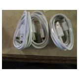 Lot of 3 iPhone 5/6 Cables 2 Foot Long - White