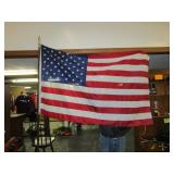 Large American Flag and Post and Stand
