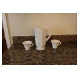 Milk Glass Pitcher and Cups