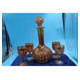 Imperial Carnival Glass Decanter Set