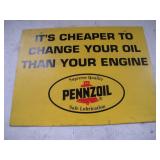 Pennzoil Plastic Sign  14x18 Inches