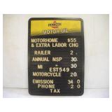 Pennzoil Plastic Letter Sign  15 x 20 Inches
