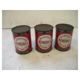 Vintage Kendall 2 Cycle Motor Oil  8oz Metal Cans