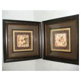 2 Framed Floral Prints, 13x13