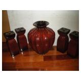 Ceramic Vase and Candle, Tallest 15  in.