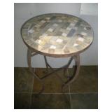Metal and Tile Plant Stand/Side Table, 14x21