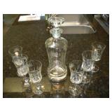 Crystal Decanter and Six Glasses
