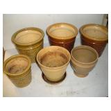 6  Ceramic Planters, Tallest 8 inches