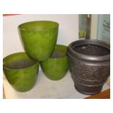 4 Large Plastic Planters, Tallest 16 inches