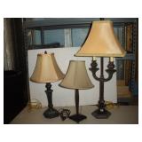 3 Table Lamps, Tallest 34 inches
