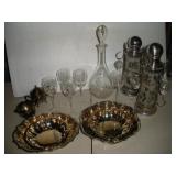 Glass and Silverplate Decanters and Bowls