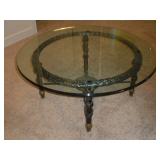 Steel Base Coffee Table w/ Glass Top