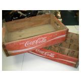 2 Wooden Red Coca Cola Crates 18 x 12 x 5 Inch