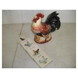 Ceramic Rooster Cookie Jar- Metal Letter Holder