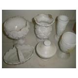 Milk Glass Westmoreland Glass Vases-Candy Dishes