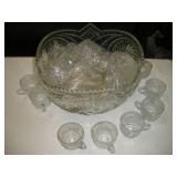 16 Cup Crystal Punch Bowl Set