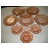 8 Ivy Pink Depession Salad & Dinner Plates