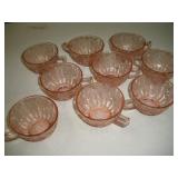 9 Blossom & Ivy Pink depression Glass Cups