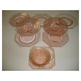 Pink depression Glass Ecthed & Pressed Plates