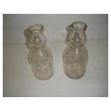 (2) Vintage Glass Milk Bottles  10 Inches Tall