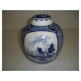 Blue Ceramic Container  9 Inches Tall
