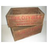 (2) Vintage Tube City Beer Crates