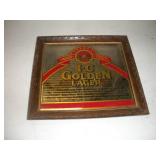 I C Golden Lager Mirror  15x14 Inches