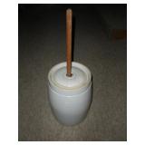 Crock Butter Churn  Cracked Lid  14 Inches Tall