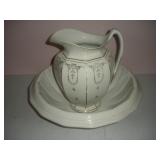 Wash Pitcher, 11 inches Tall, and Bowl, 17x5