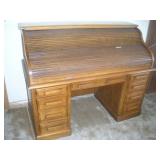 Oak Roll Top Desk, 60x30x48 Tall