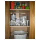 Contents of Cabinet-Cheese Graters, Casserole