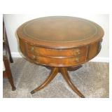 Vintage Leather Top Table, 1 Drawer, 32x26