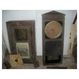 2 Antique Wall Clocks, Tallest 35 inches