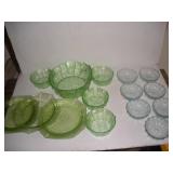 Green and Blue Bowls and Luncheon Plates