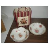 Longaberger Cloth Tote and 2 Bowls